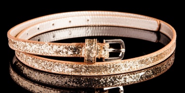 Trendy belt with glitter Browngold
